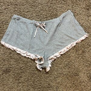 Victoria's Secret Gray Pajama Shorts with White Ruffle